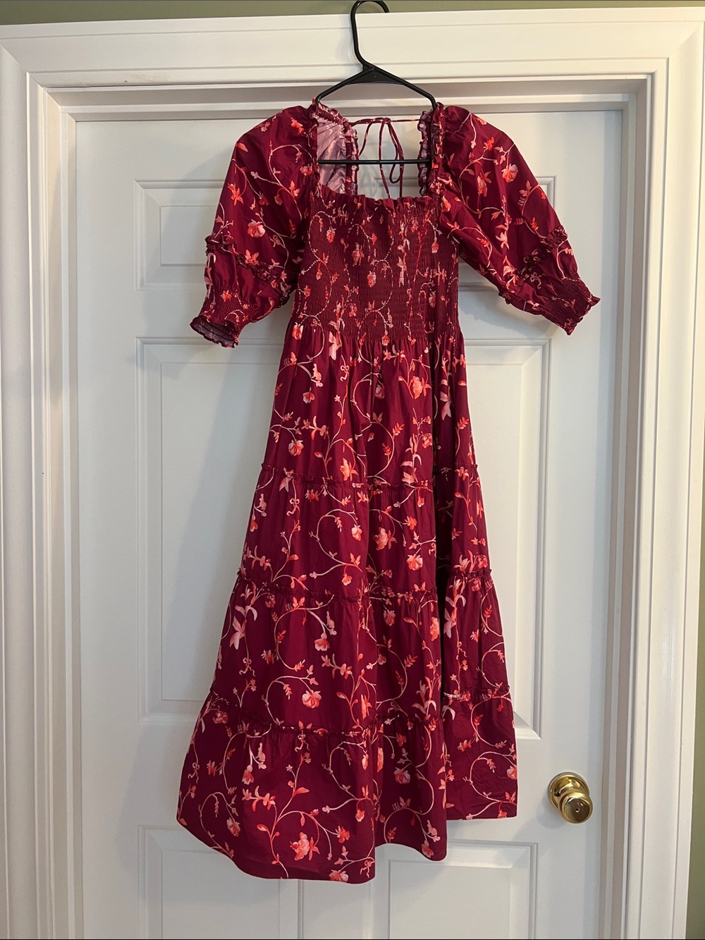 Hill House Burgundy Floral Midi Dress